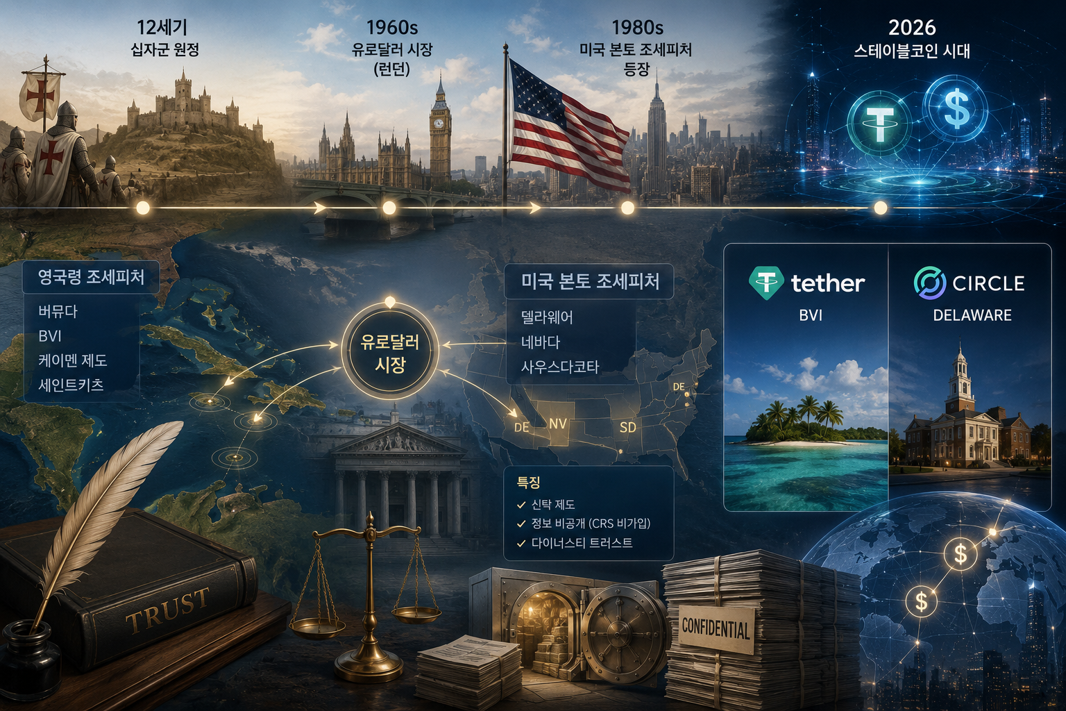 조세피처와 달러 패권 (신탁제도, 유로달러, 스테이블코인)