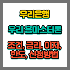 우리은행-우리홈마스터론-조건,금리,이자,한도,신청방법