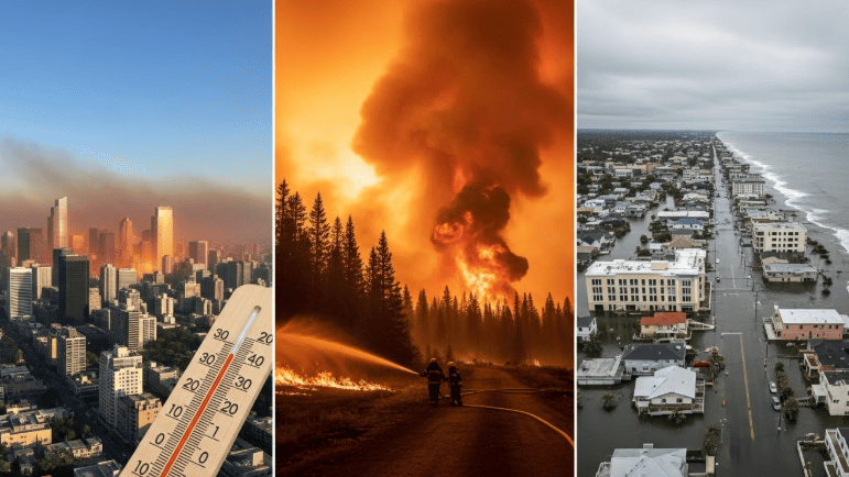 폭염, 산불, 해수면상승등 기후위기이미지