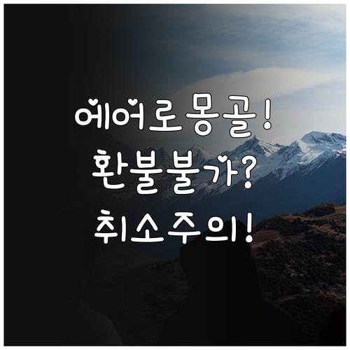 에어로 몽골리아 프로모션 운임 취소 ..