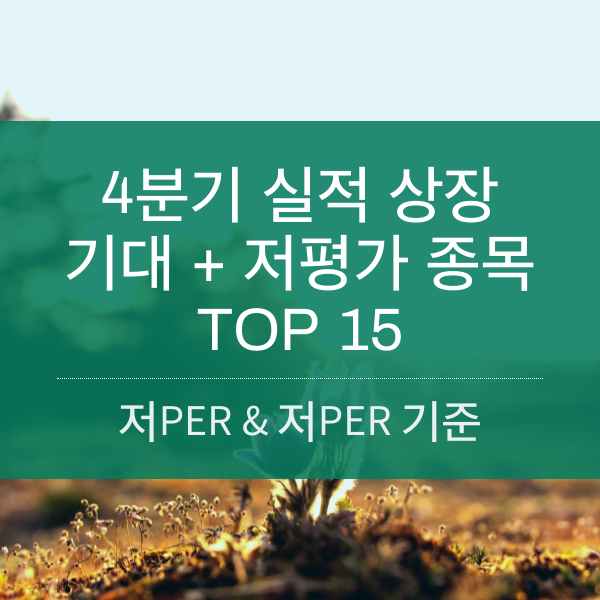 [2023] 작년 4분기 실적 성장 기대 + 저PER & 저PBR 종목 TOP 15