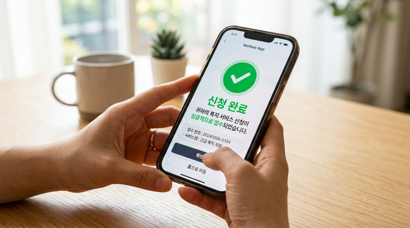 스마트폰 복지로 앱을 통해 에너지바우처 신청을 완료하는 모습