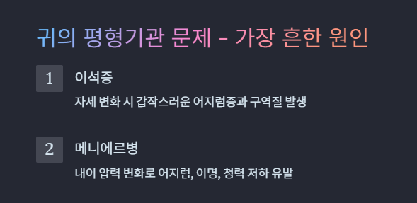 귀의 평형기관 문제