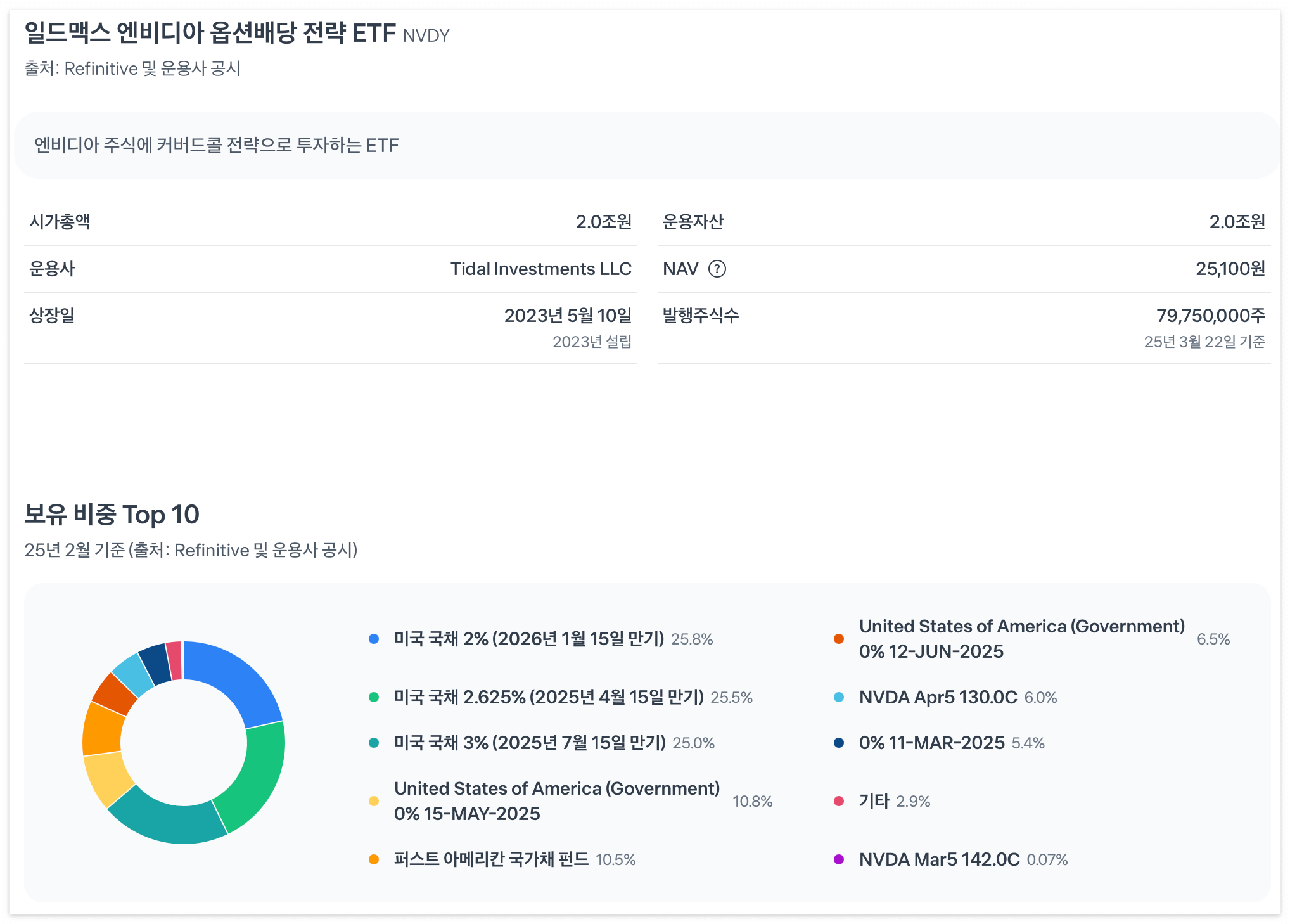 NVDY 종목정보