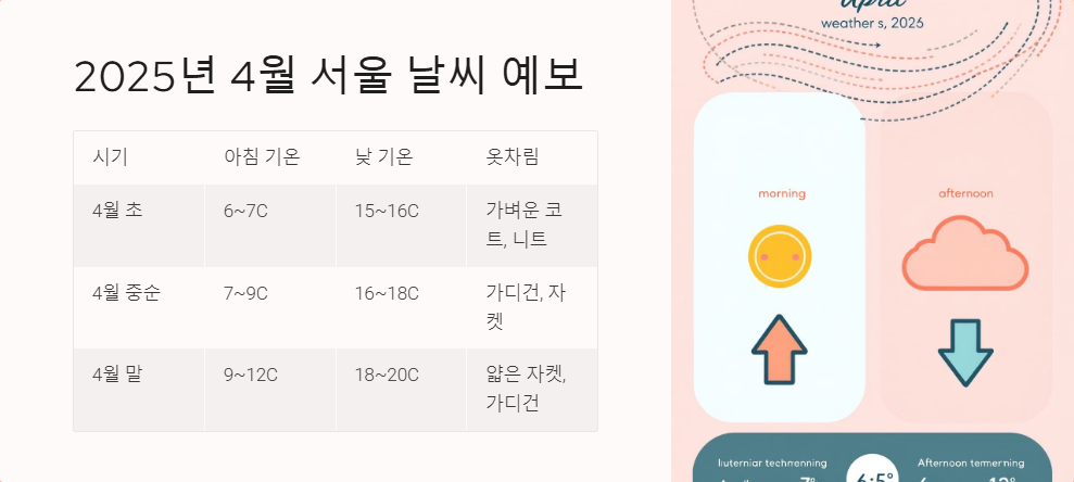 서울 날씨 4월 예보와 옷차림 팁