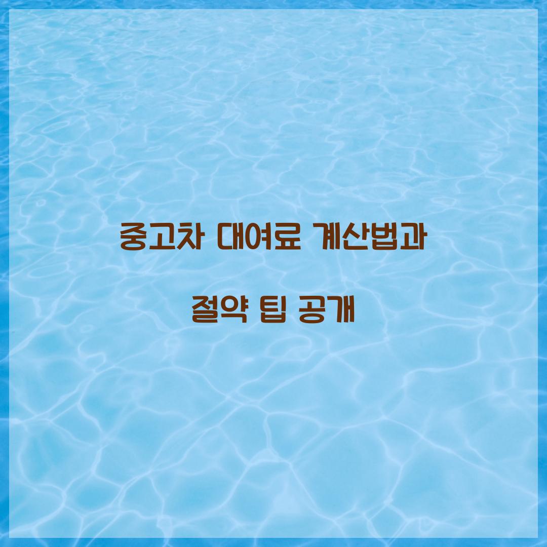 중고차 대여료