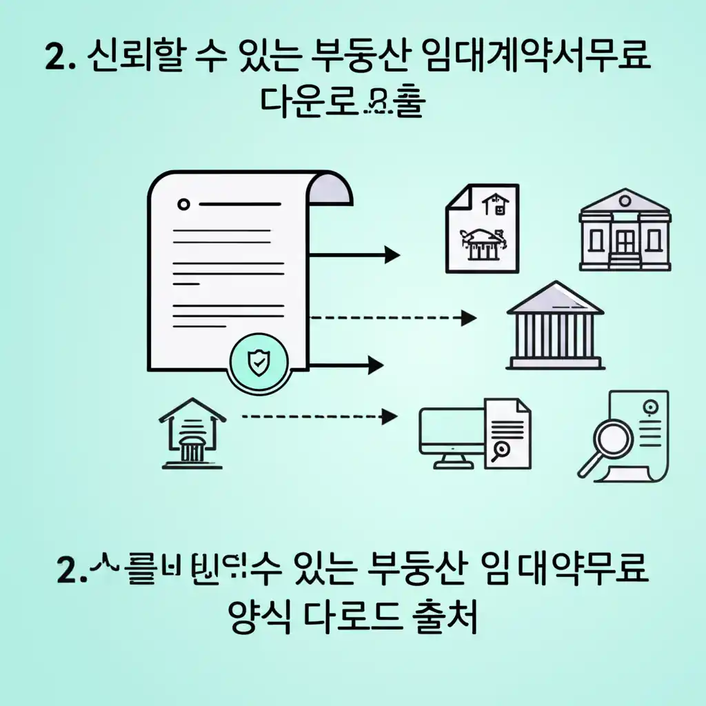 신뢰할 수 있는 부동산 임대계약서 무료 양식 다운로드 출처 정보를 보여주는 화면.
