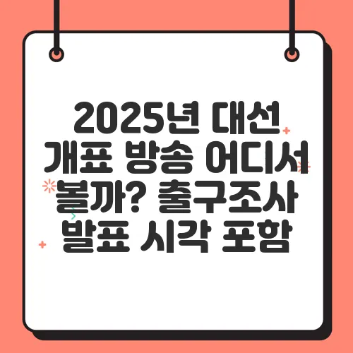 2025년 대선 개표 방송 어디서 볼까? 출구조사 발표 시각 포함