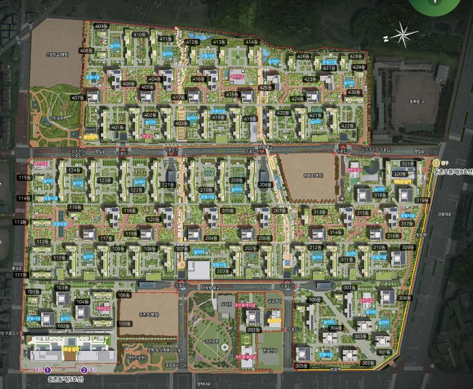 서울-재건축-둔촌주공-올림픽파크-포레온-단지-배치도