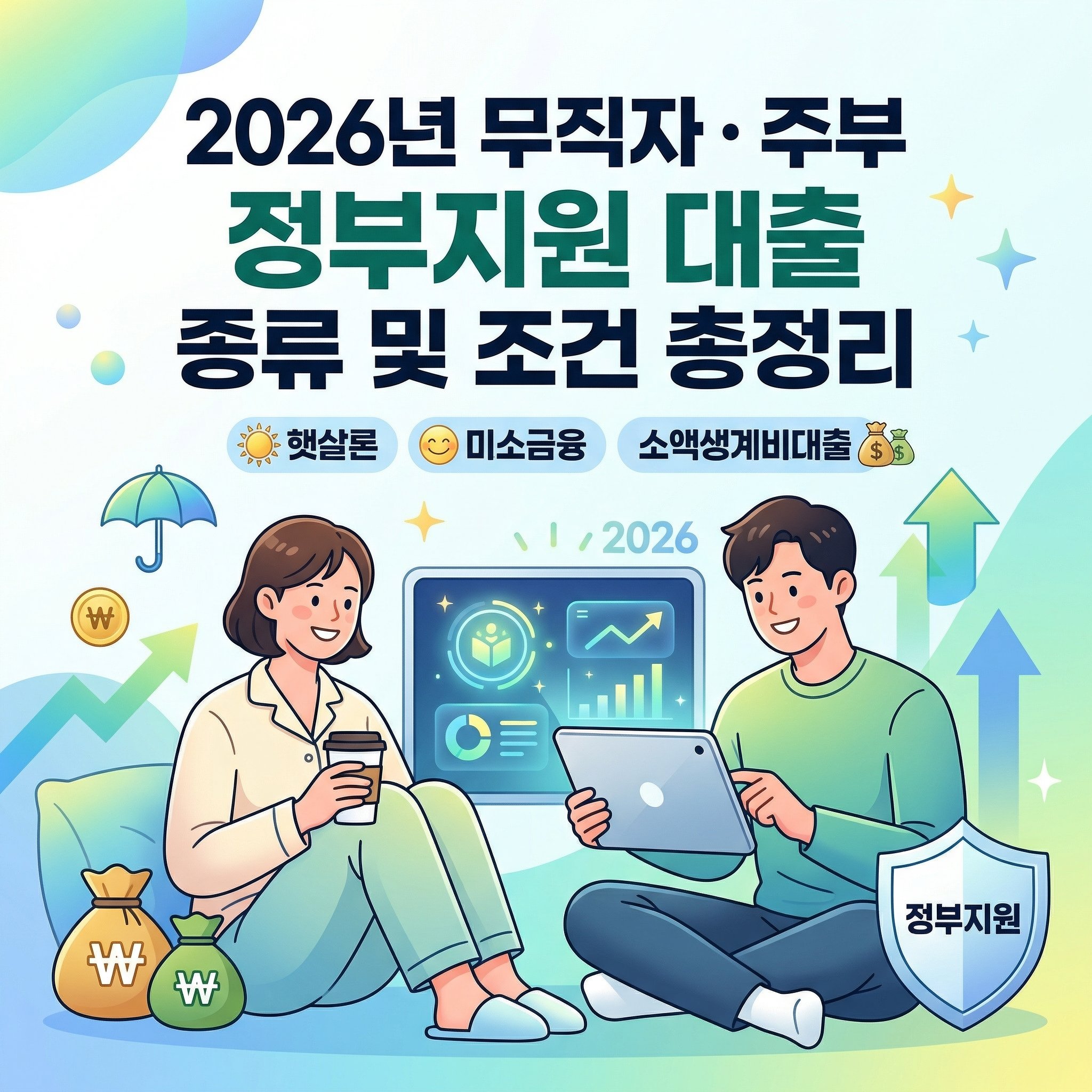 2026년 무직자 주부 정부지원 대출 종류 및 조건 총정리 햇살론 미소금융 소액생계비대출 신청 방법 가이드 썸네일