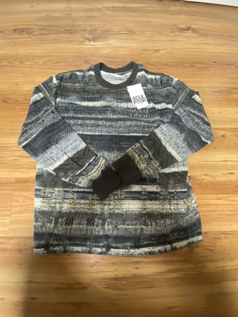 스컬프터 니트 티셔츠 Ombrer Stripe L/S Tee Multi Black