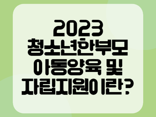 2023 청소년한부모 아동양육 및 자립지원