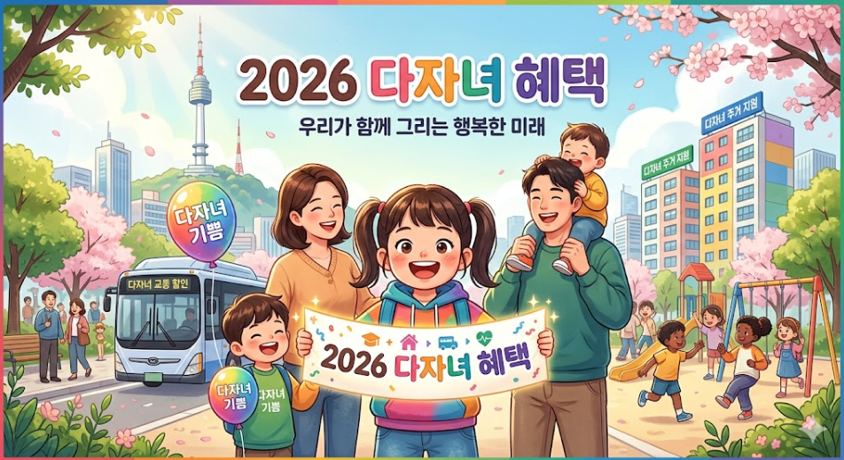 자녀 2명 이상이라면 꼭 확인! 2026 다자녀 혜택 총정리