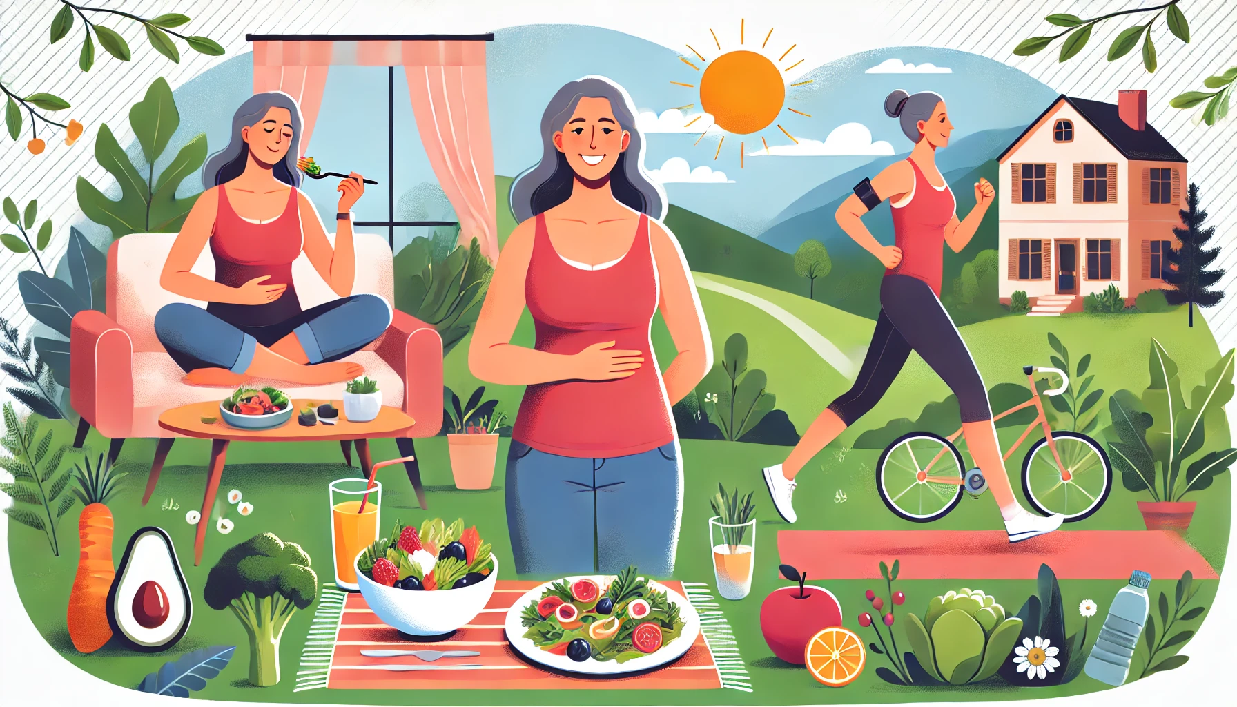 뱃살다이어트를-위해-식습관과-운동을-실행하는-여자