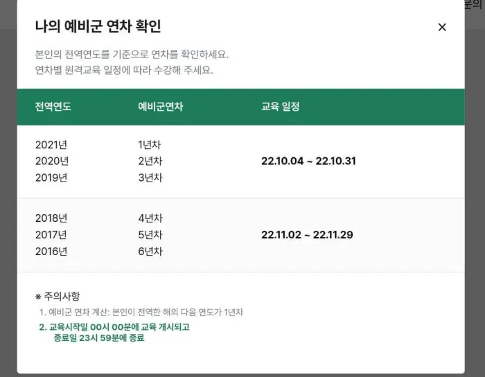 예비군-연차별-원격-교육-일정