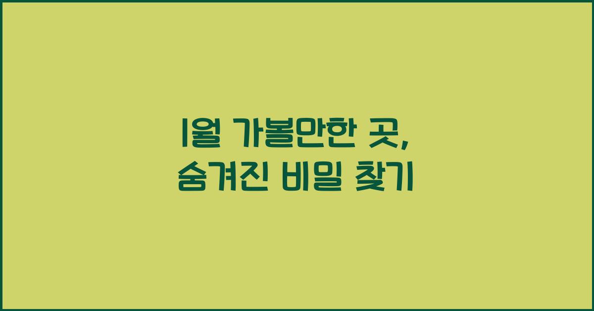 1월 가볼만한 곳