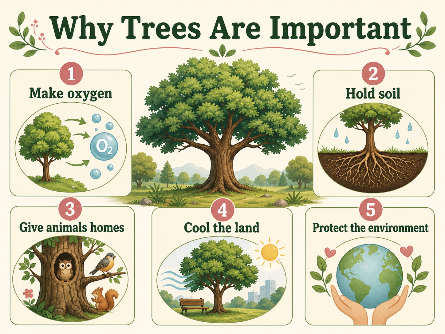 Infographic explaining why trees are important