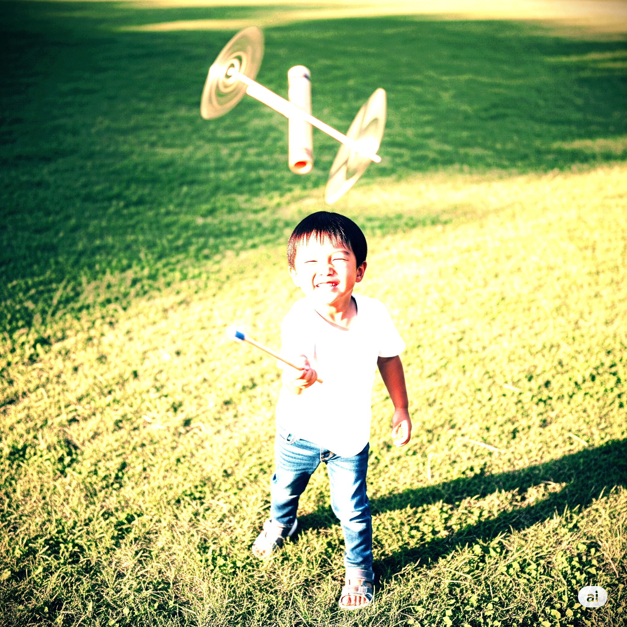 다케돔보 날리는 어린이