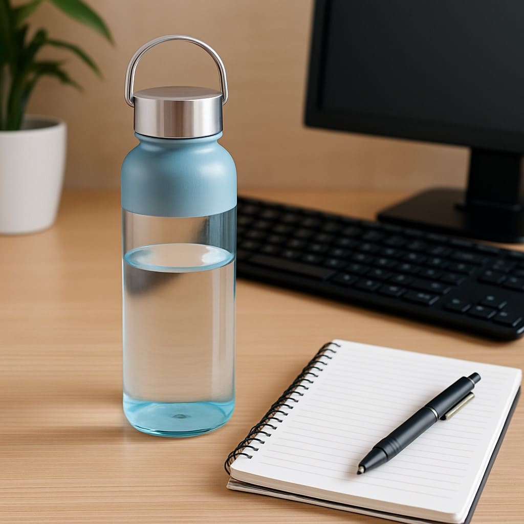 데스크 위 텀블러로 물 마시는 습관 만들기