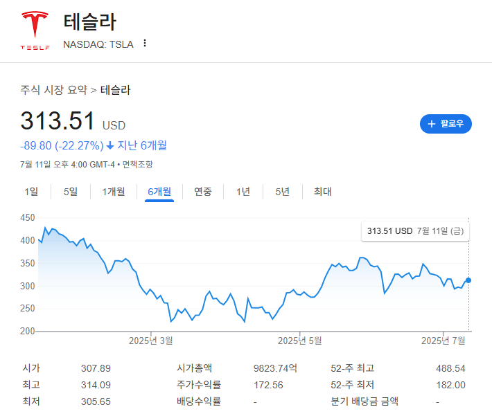 테슬라 주가