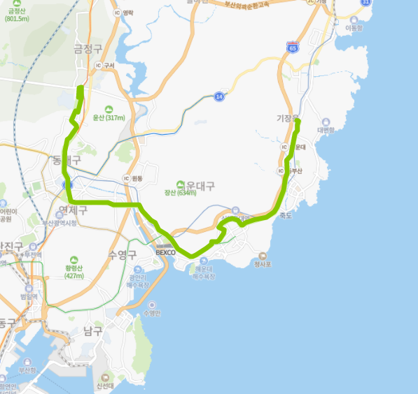 부산100-1번버스노선도