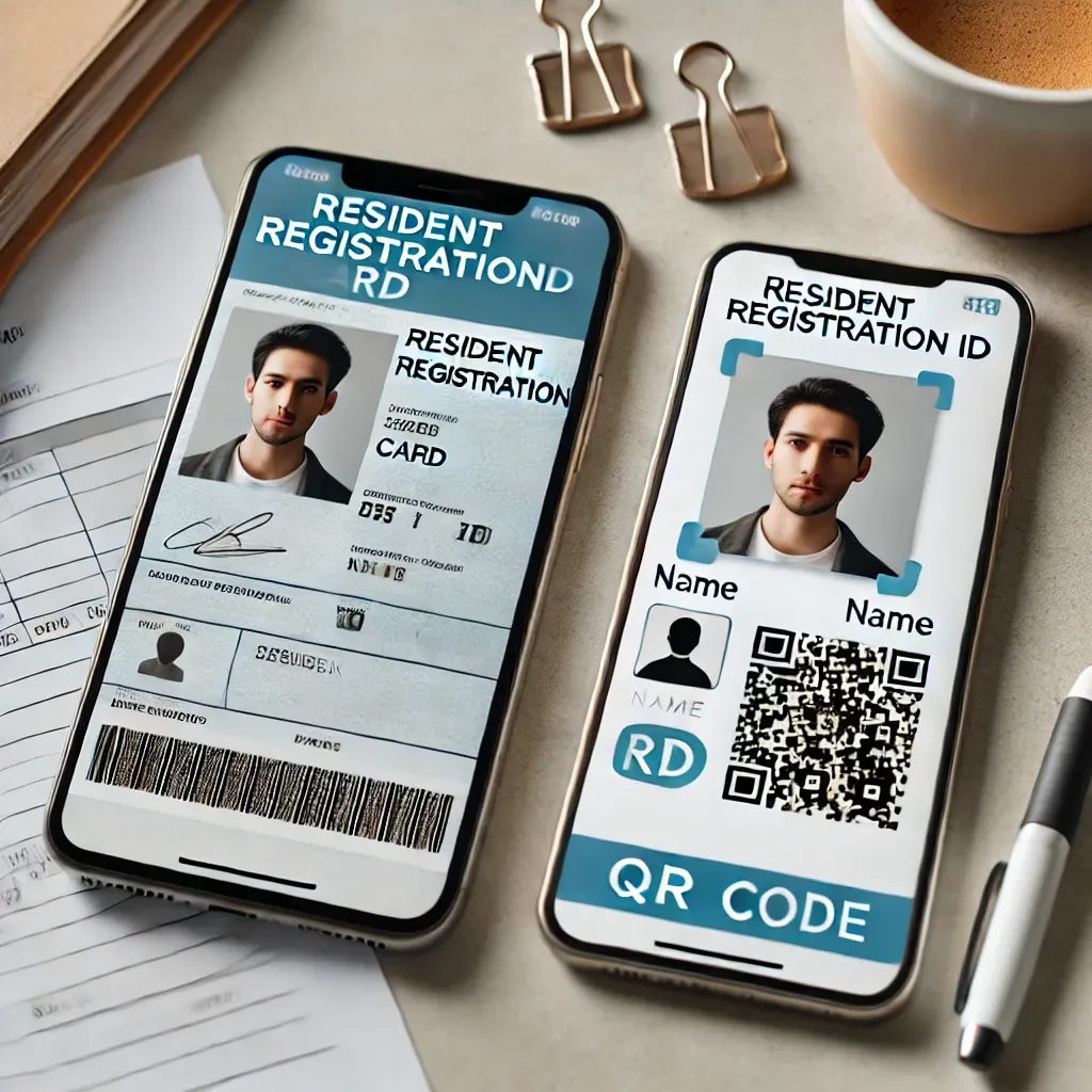 실물 주민등록증과 모바일 신분증의 비교 화면