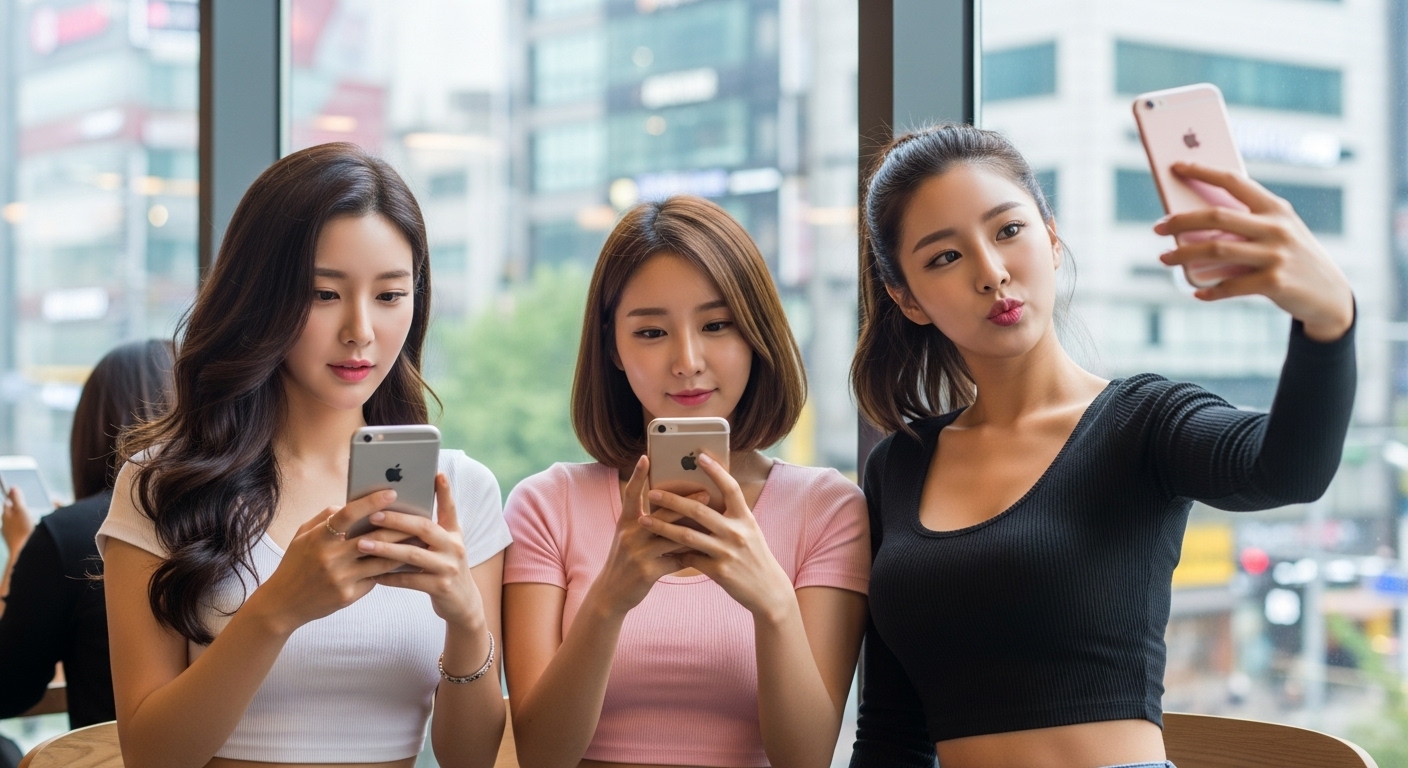 아이폰을 사용하는 여자들