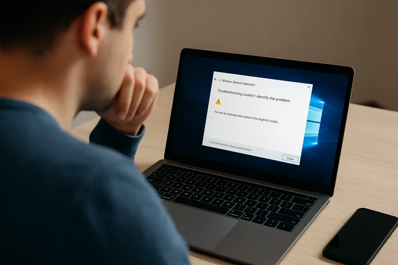 윈도우에서 문제 해결을 시도 중인 사용자의 모습