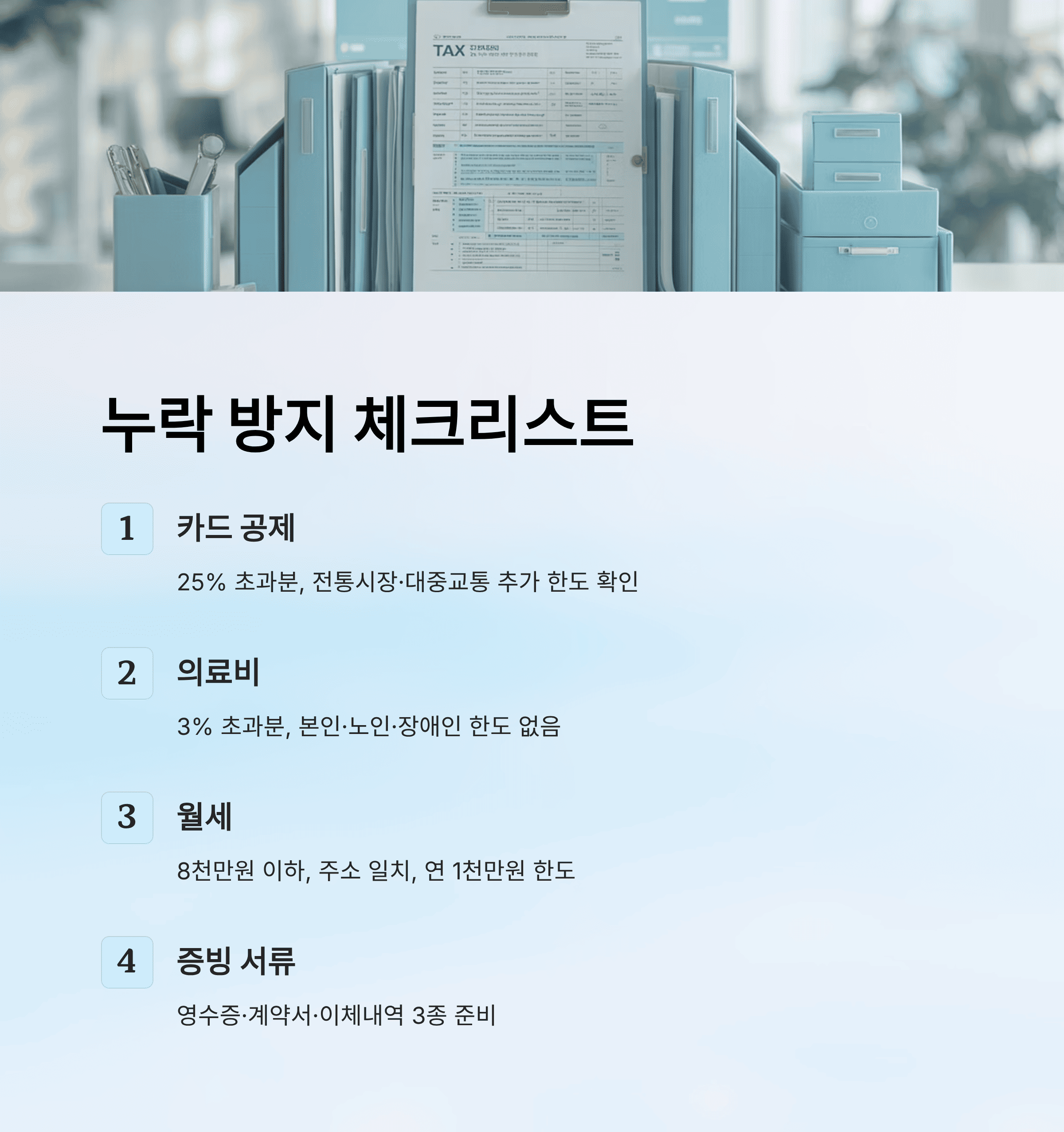연말정산 카드 공제 한도, 의료비 공제, 월세 공제, 완벽 가이드