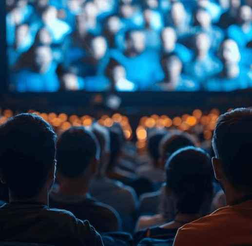 영화관에서-스크린을-바라보는-관객이미지