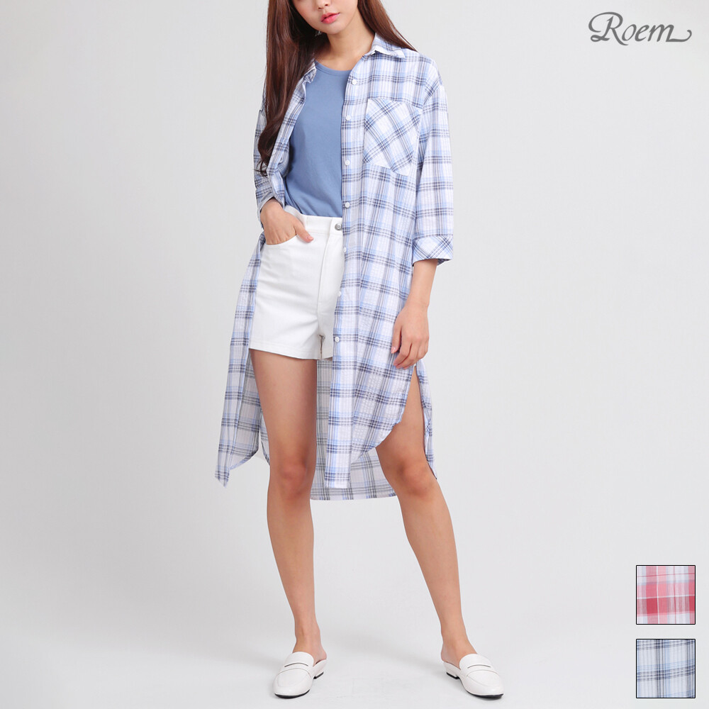 로엠 체크 롱셔츠 RMYW925R33