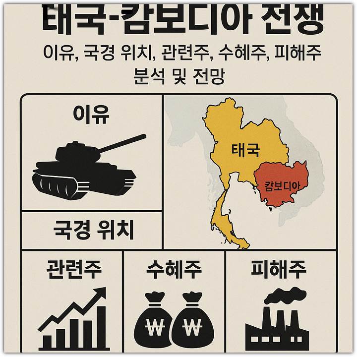 태국-캄보디아 전쟁, 이유, 국경 분쟁 위치, 관련주, 수혜주, 피해주 분석 및 전망