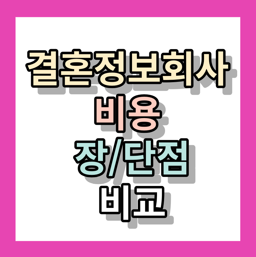 < 결혼정보회사비용> 장단점, 비교