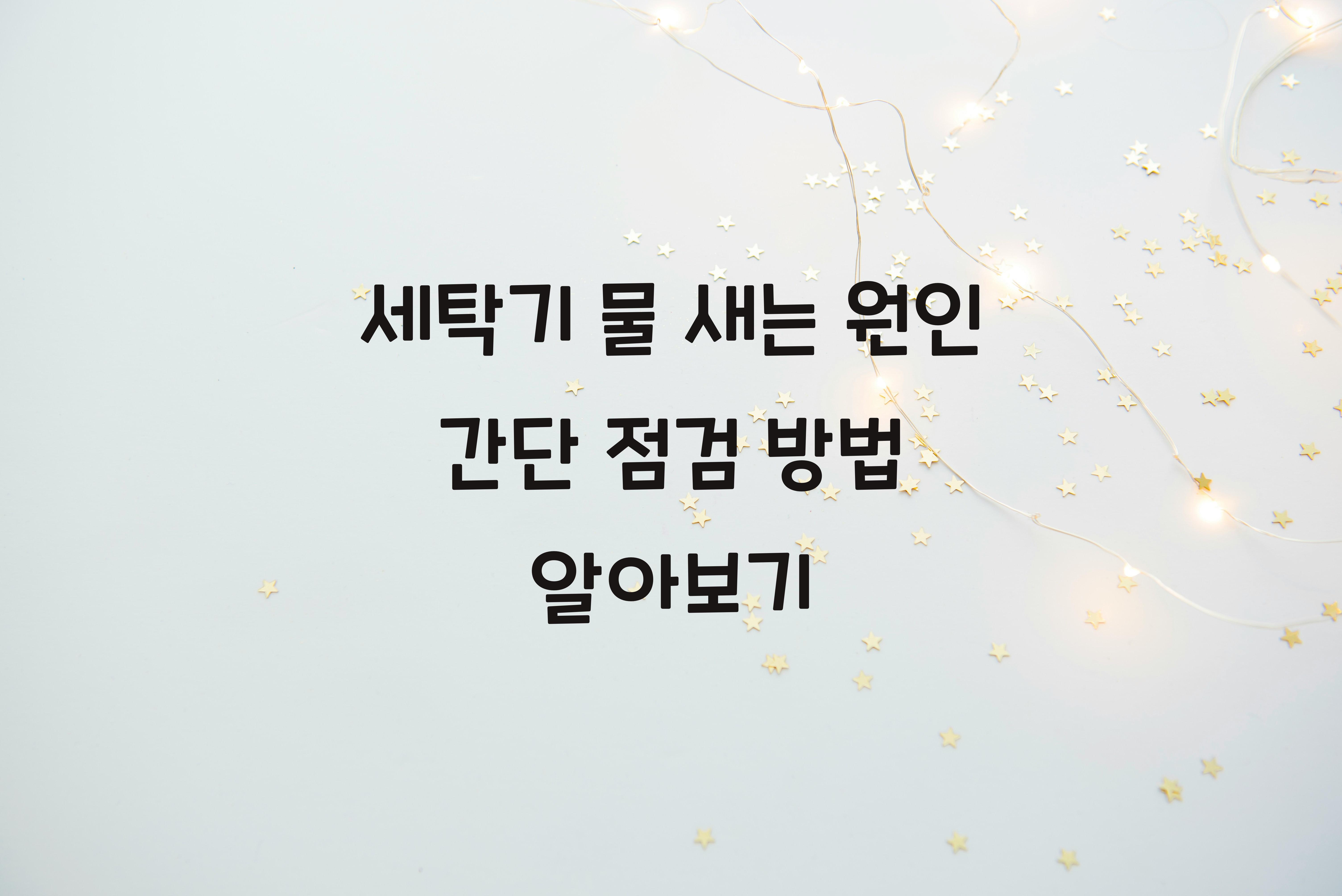 세탁기 물 새는 원인 간단 점검 방법