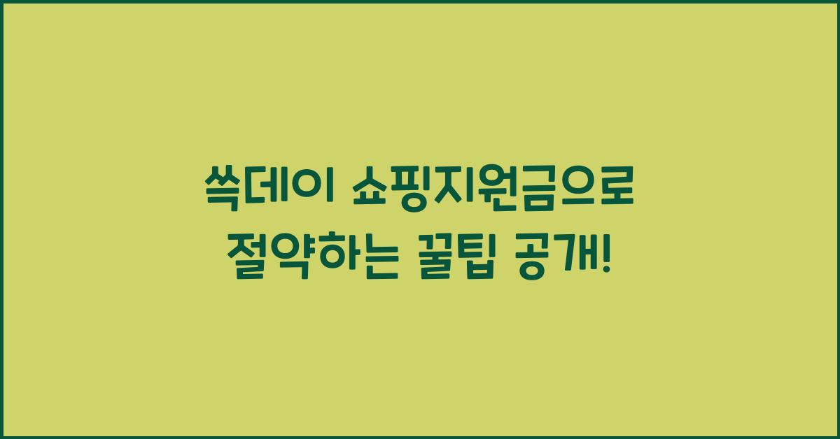 쓱데이 쇼핑지원금