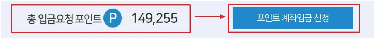 13 카드포인트 통합조회 시스템_계좌입금 신청 누르기