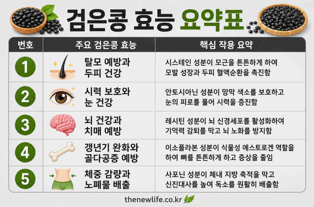 검은콩 효능 요약표