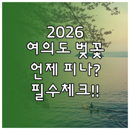 2026년 여의도 벚꽃 개화 시기 및..