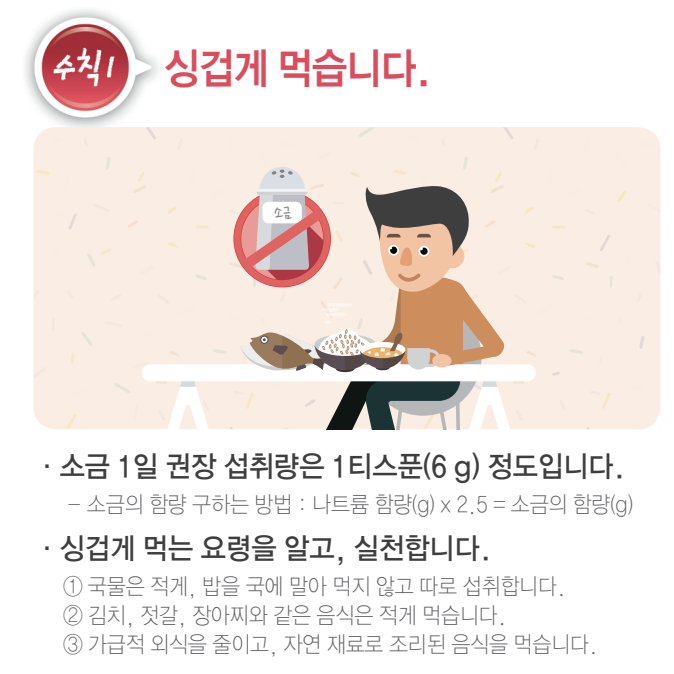 싱겁게 먹습니다.