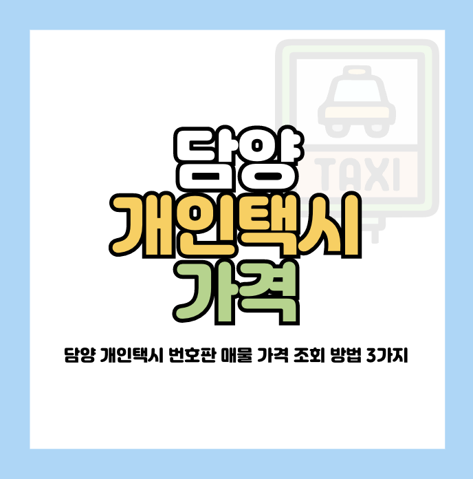 담양 개인택시 넘버값