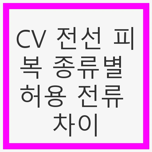 CV 전선 피복 종류별 허용 전류