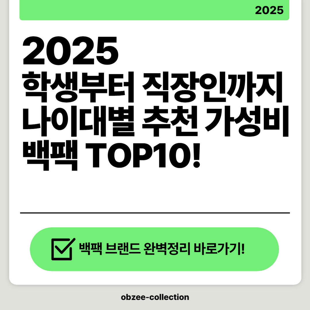 2025 학생부터 직장인까지 나이대별 추천 백팩 TOP10!