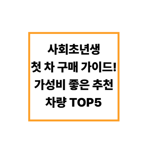 사회초년생 첫 차 구매 가이드! 가성비 좋은 추천 차량 TOP5