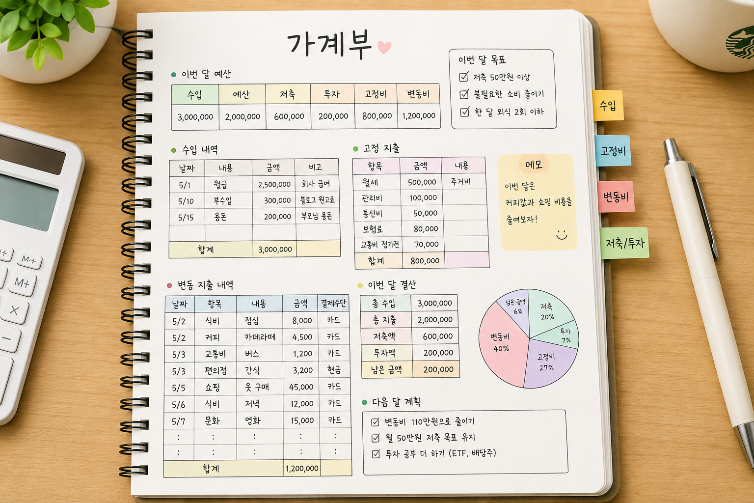 가계부를 꼭 써야 하는 이유와 돈이 모이는 가계부 작성법