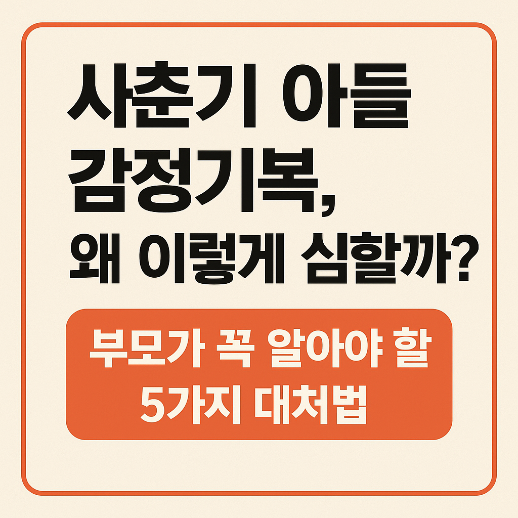사춘기 아들 감정기복, 왜 이렇게 심할까