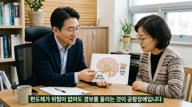 공황장애 뇌 편도체 잘못된 경보 아드레날린 교감신경 반응 설명