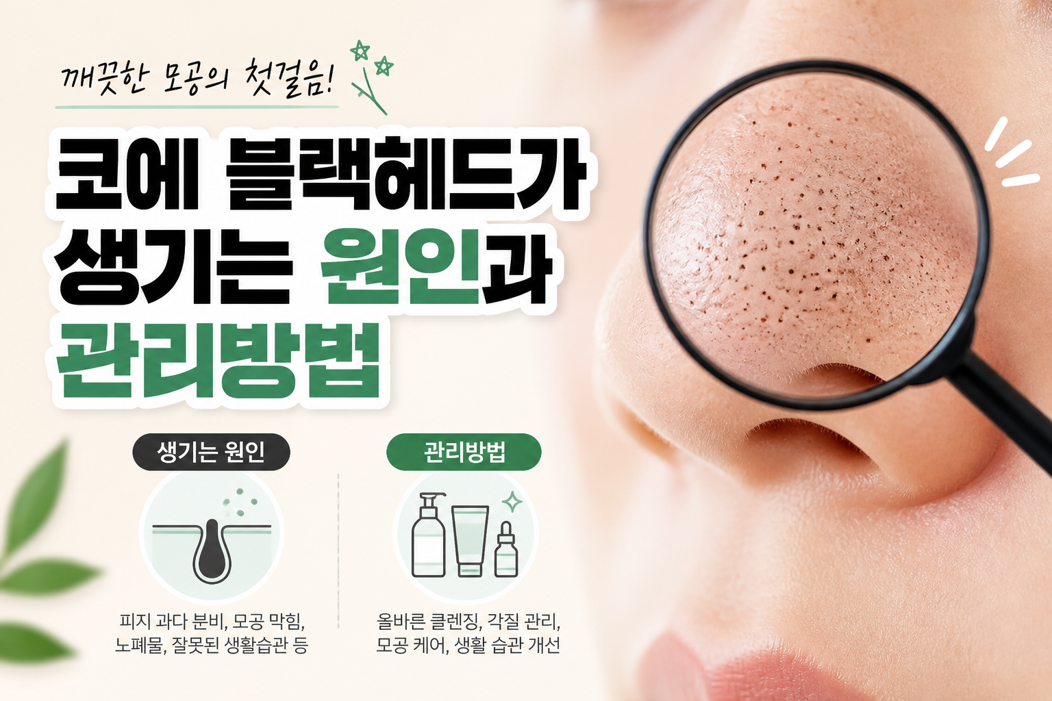 코 블랙헤드(원인, 피부유형, 관리방법)