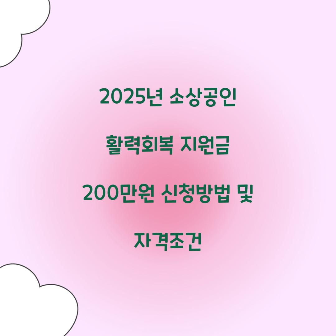 2025년 소상공인 활력회복 지원금 200만원