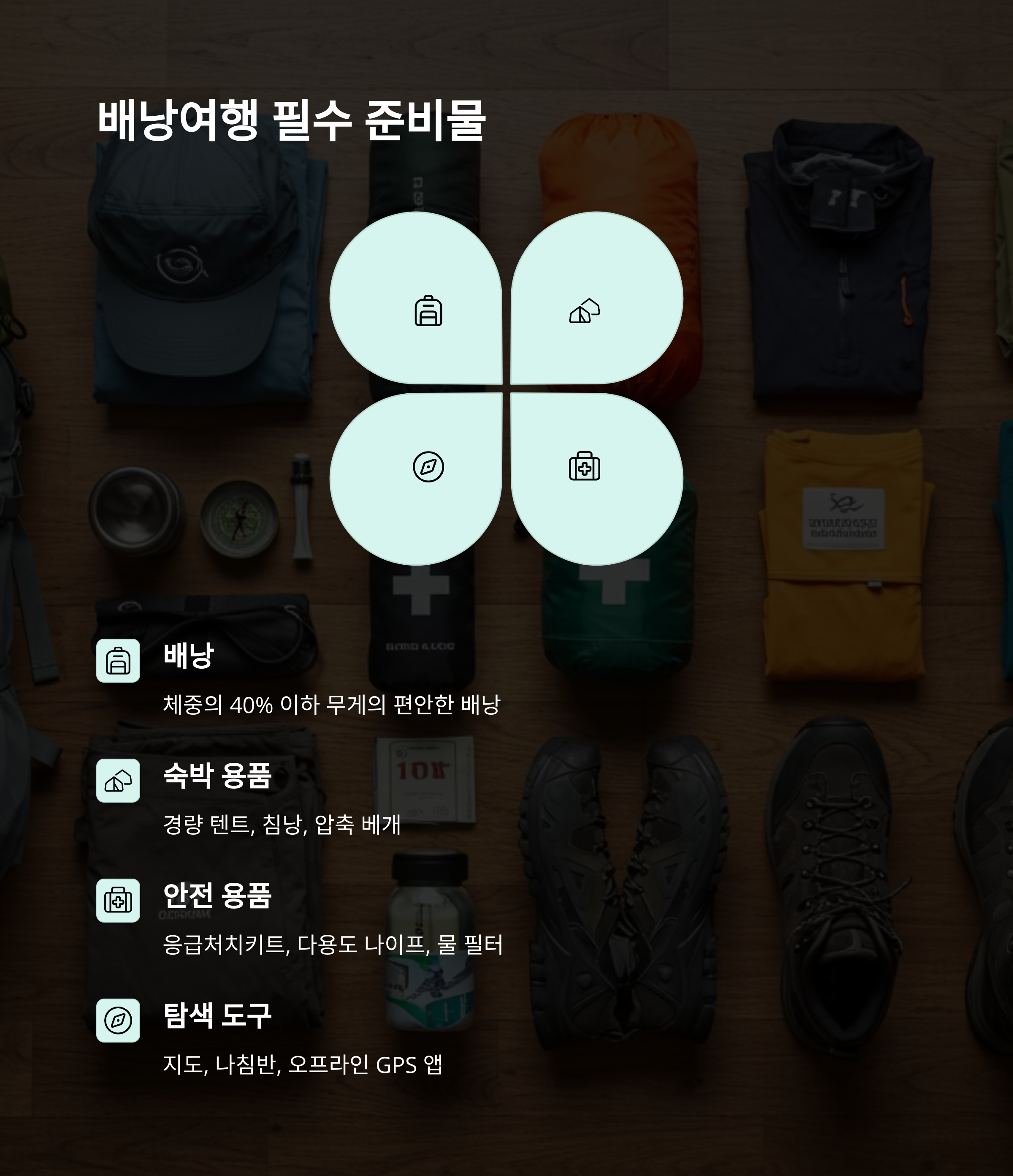 배낭 여행 필수 준비물
