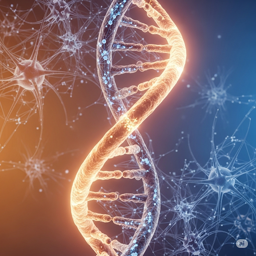 "AI의 모델 아키텍처를 상징하는 DNA 나선과 뉴런 네트워크 이미지"